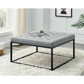 Wide Leatherette Tufted Square Coffee Table For Living Room - WoodenTwist